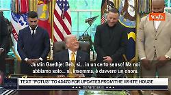 Trump riceve lottatori Ufc alla Casa Bianca e scherza: Chi dice che siete solo animali ha ragione
