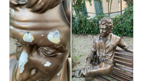 Vandali rovinano la statua di Francesco Nuti nel luogo che ispir&ograve; il film Madonna che silenzio c'&egrave; stasera