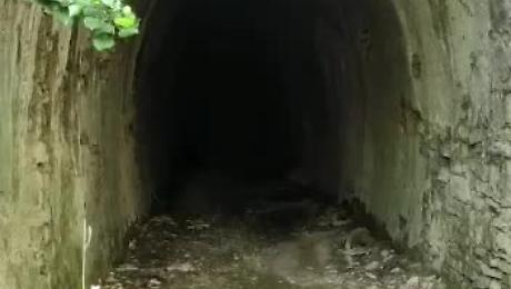 Sbuca il...treno dalla galleria della vecchia ferrovia che non c'&egrave; pi&ugrave;
