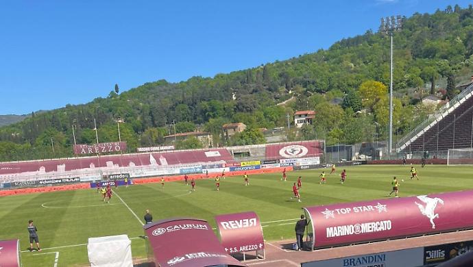 L'Arezzo durante la partitella