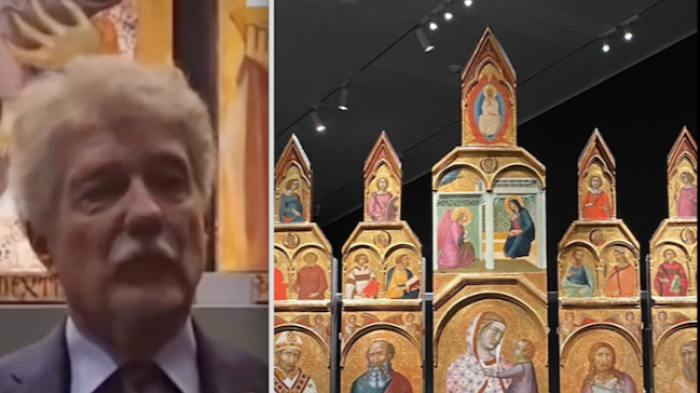 Arezzo, il sindaco Ghinelli è a New York con la pala del Lorenzetti esposta al Metropolitan
