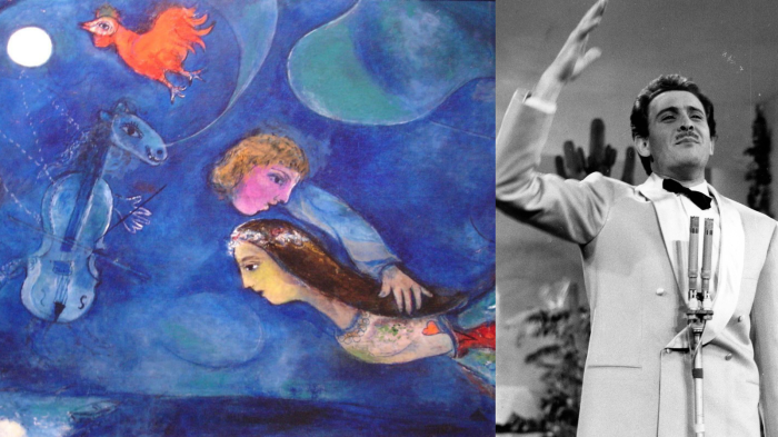 Il quadro di Marc Chagall e Domenico Modugno