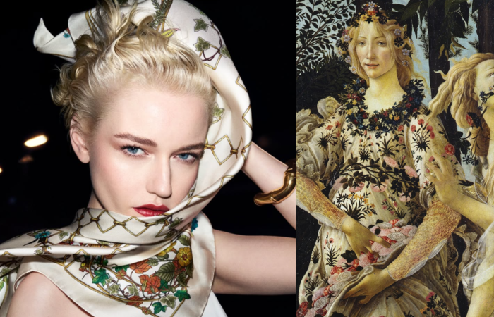 Gucci presenta la nuova campagna Art of Silk con protagonista il motivo Flora. Ecco la storia della stampa del brand