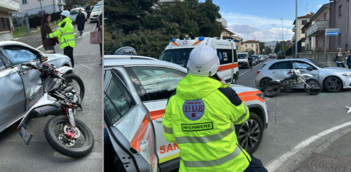 Scontro tra auto e ciclomotore, un 17enne portato al pronto soccorso