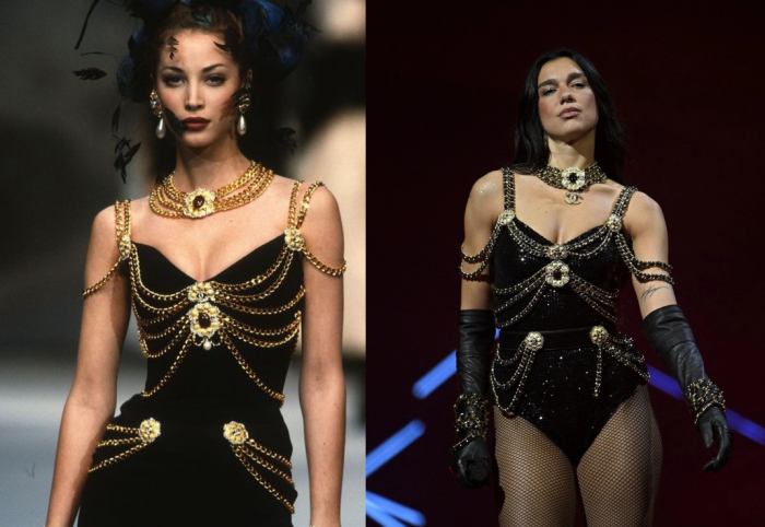 Storia dell'iconico vestito con catene di Chanel, da Christy Turlington a Dua Lipa