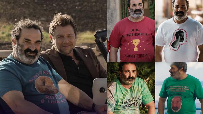 Claudio Gio&egrave; e Domenico Centamore, dalla serie tv M&agrave;kari a La Volta Buona su Rai 1: scopri il trend delle magliette di Piccionello