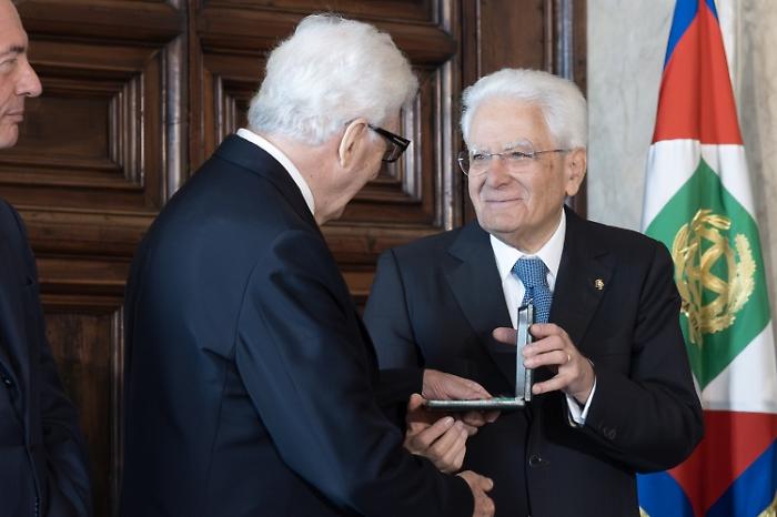 Patrizio Bertelli e il presidente della Repubblica Sergio Mattarella