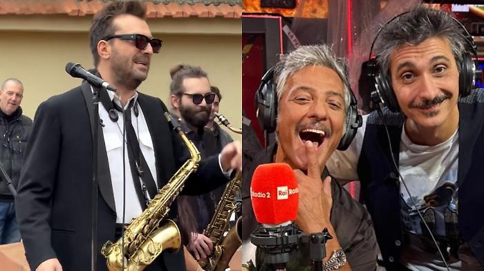 Show da Fiorello: Cesare Cremonini infiamma con La Santa Pennicanza e il sax, poi la chiamata a sorpresa di Renzo Arbore