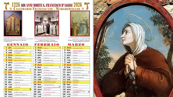 Calendario 2026 su Santa Margherita di Cortona nell'800° della morte di San Francesco. Le offerte al santuario