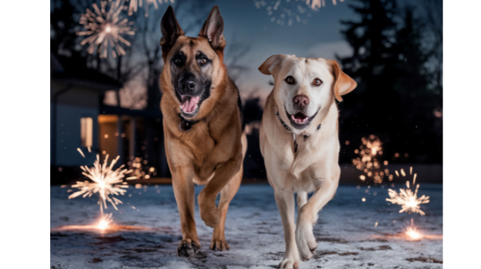 Cani spaventati dai botti